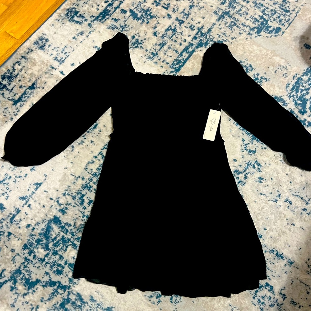 RD Style black off the shoulder long sleeve dress